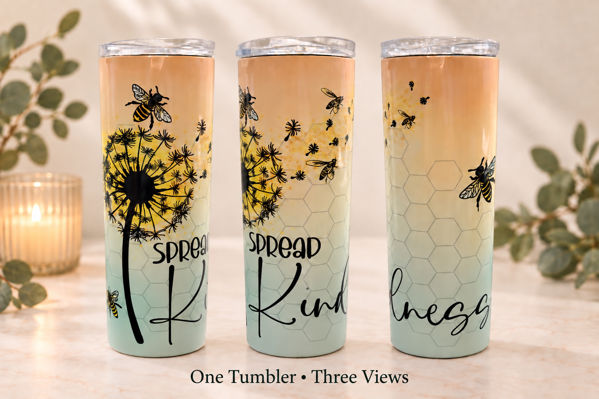 Spread Kindness Honeybee & Dandelion 20 oz Sublimation Tumbler