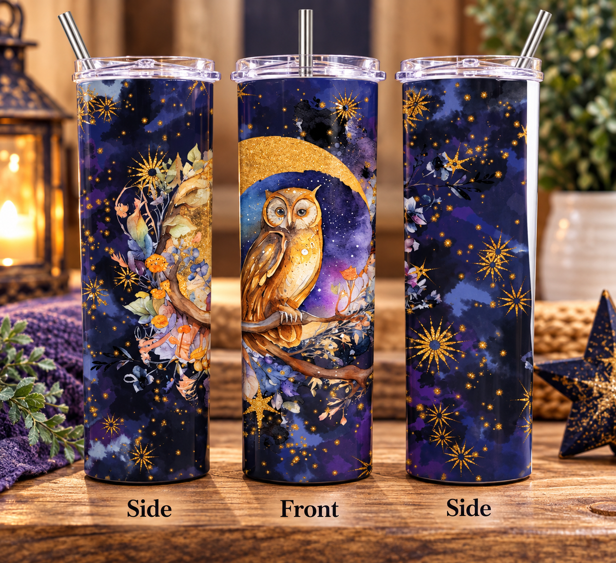 Midnight Moon Owl 20 oz Sublimation Tumbler
