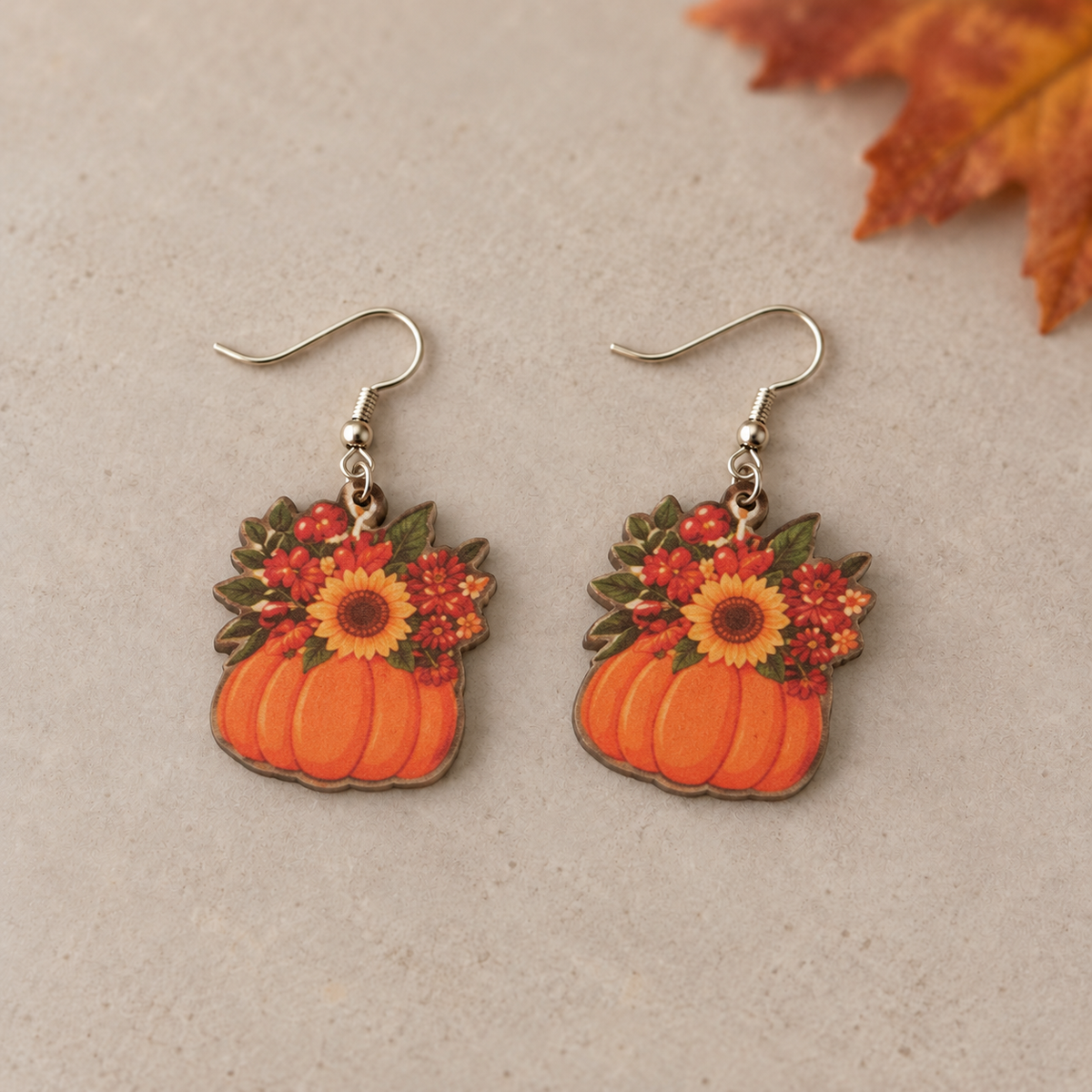 Fall Pumpkin Acrylic Dangle Earrings – 2 Styles