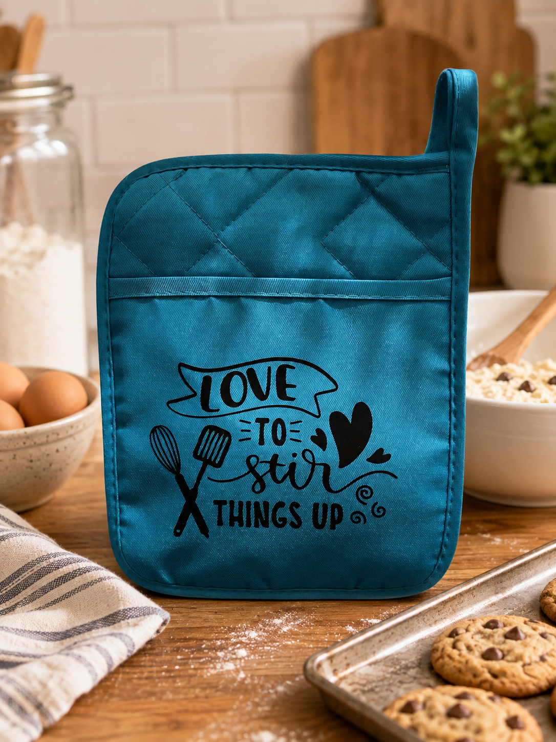 Love to Stir Things Up Quilted Pot Holder with Silicone Back