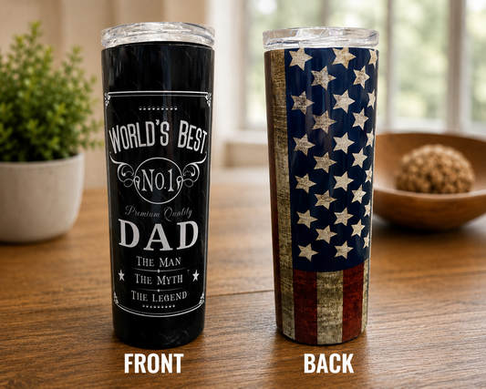 World's Best Dad Tumbler with Flag