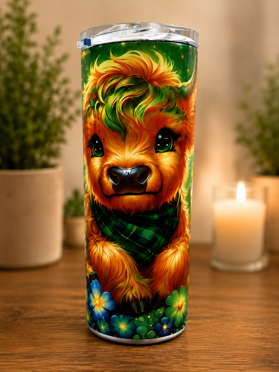 Lucky Highland Cow Shamrock 20 oz Tumbler