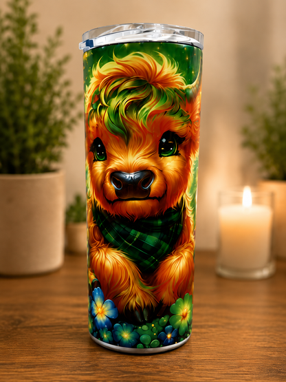 Lucky Highland Cow Shamrock 20 oz Tumbler
