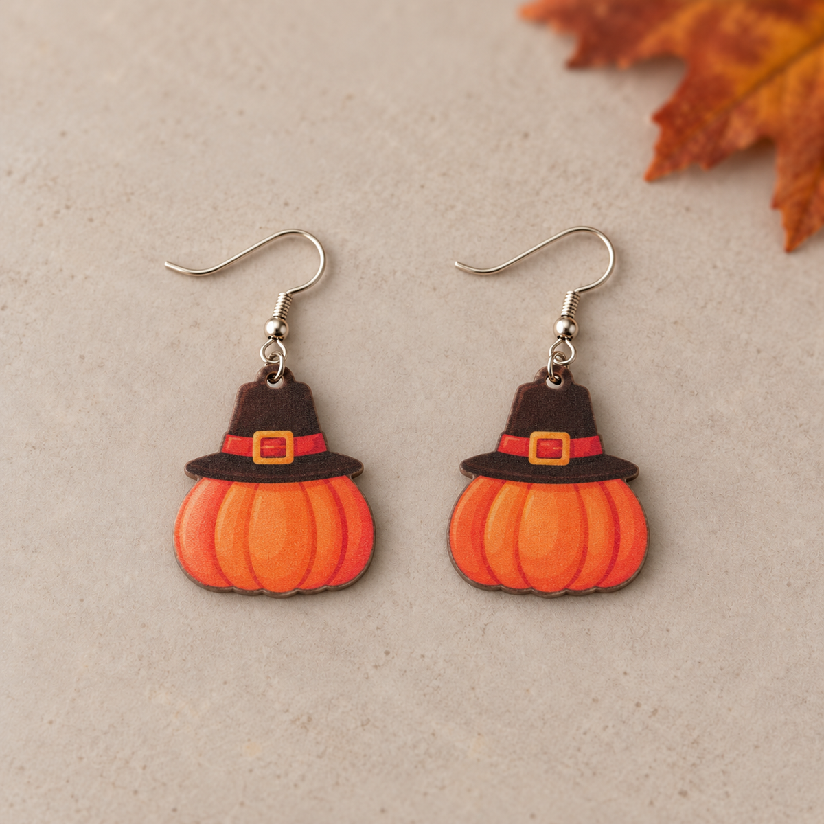 Fall Pumpkin Acrylic Dangle Earrings – 2 Styles