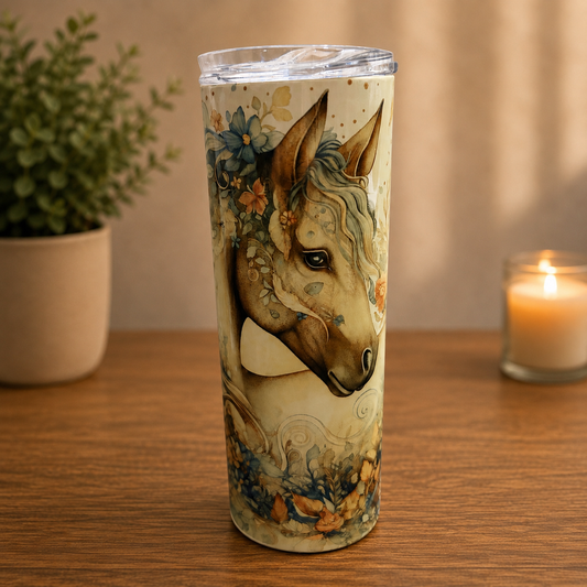 Boho Floral Horse 20 oz Sublimation Tumbler